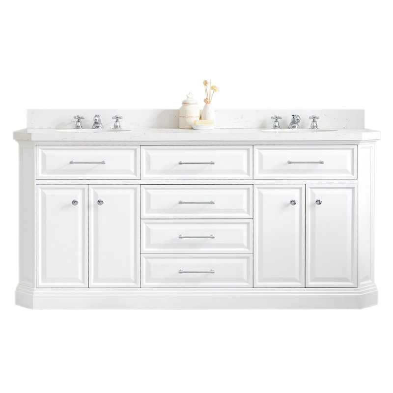 Palace 72'' W Double Vanity, Pure White, Polished Chrome