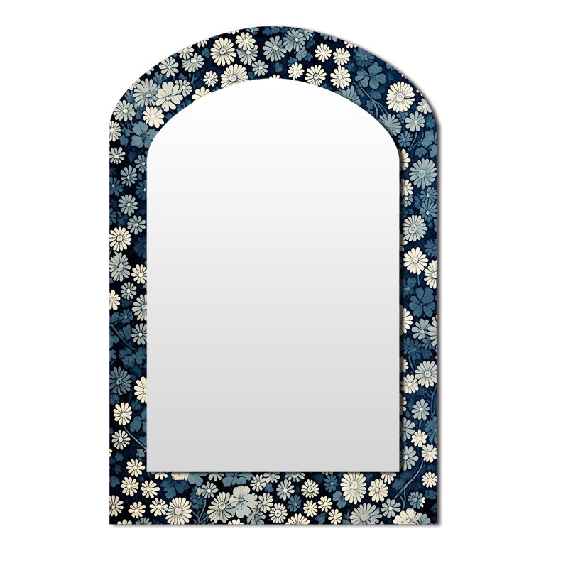 Miroir décoratif bleu et blanc au bord de la lune géométrique, 43 po x 33 po