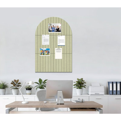 Large Arched Felt Bulletin Board – Cork Board Alternative, 6 Customizable Felt Wall Tiles With Push Pins For Home & Office (sage Green)