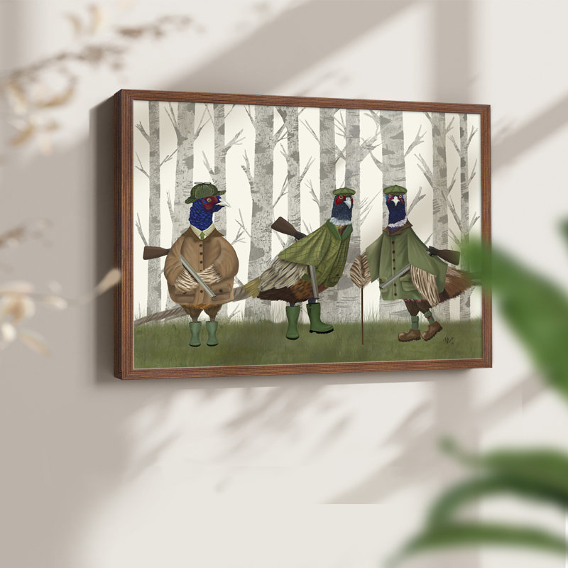 Faisan du groupe de tir 2 - Reproduction encadrée - Restickable, H 8 po x l 10 po, Noyer