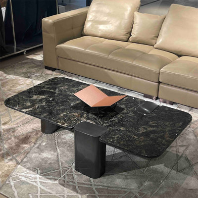 Simple rectangular marble coffee table