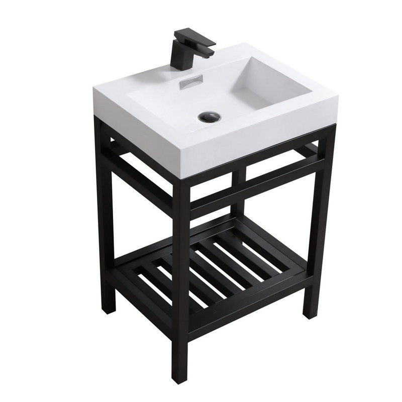 Ensemble de meuble-lavabo simple 24 po Halesowen, Noir mat