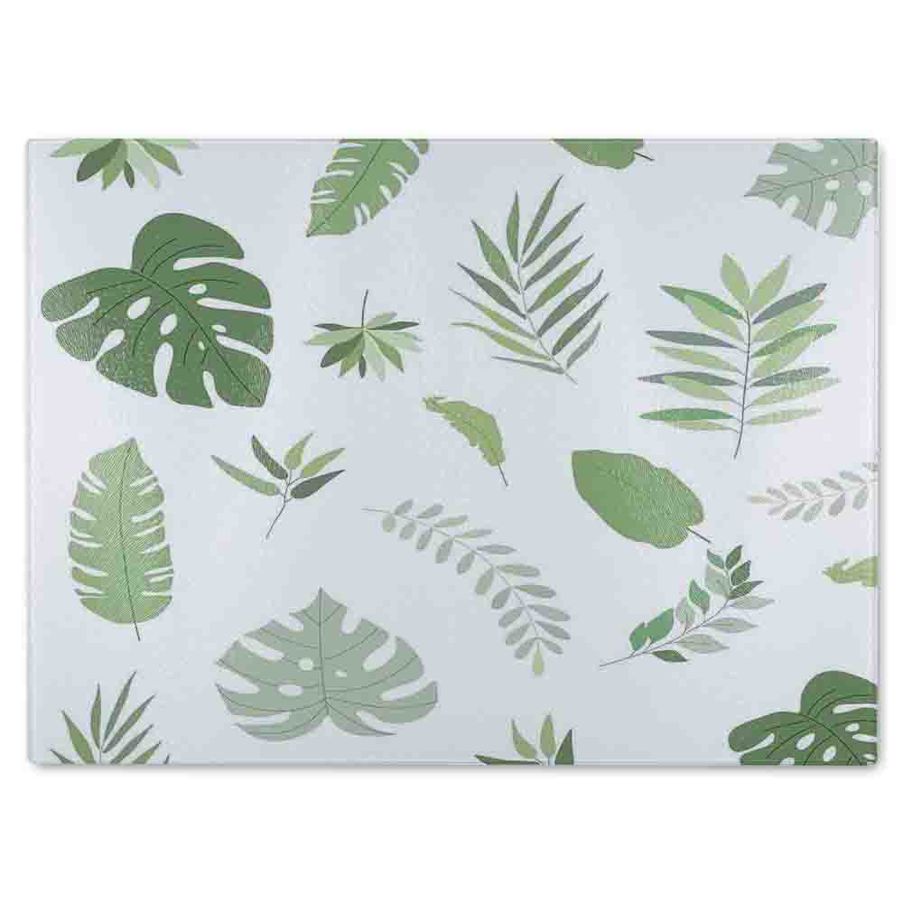 Exotic Tropical Plants Glass Chopping Board
