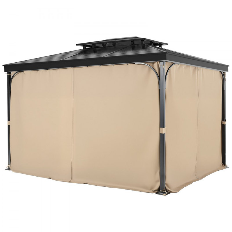 Rideau d'extérieur imperméable kiosque d'extérieur kaki 12 pi x 10 pi x 7,3 pi, Kaki, L 87 po x L 135 po