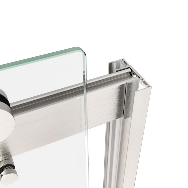 Porte de douche Bypass au fini nickel brossé - verre trempé de 5/16 po, mouvement fluide, fuite de nickel en verre, installation facile, salle de bain