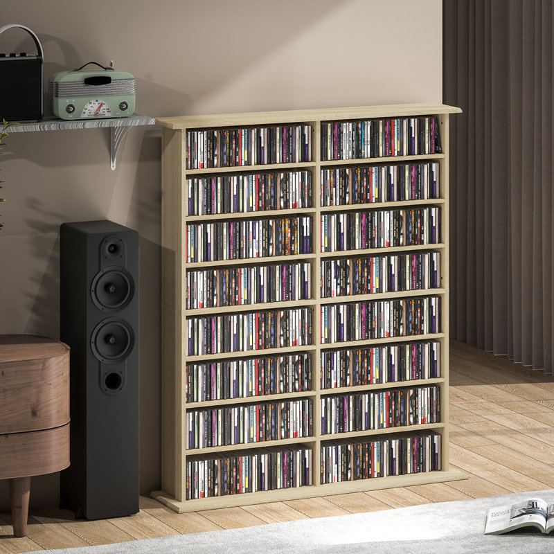 123.7cm H Media Shelves, Natural, 123.7cm H x 106.5cm W x 24cm D