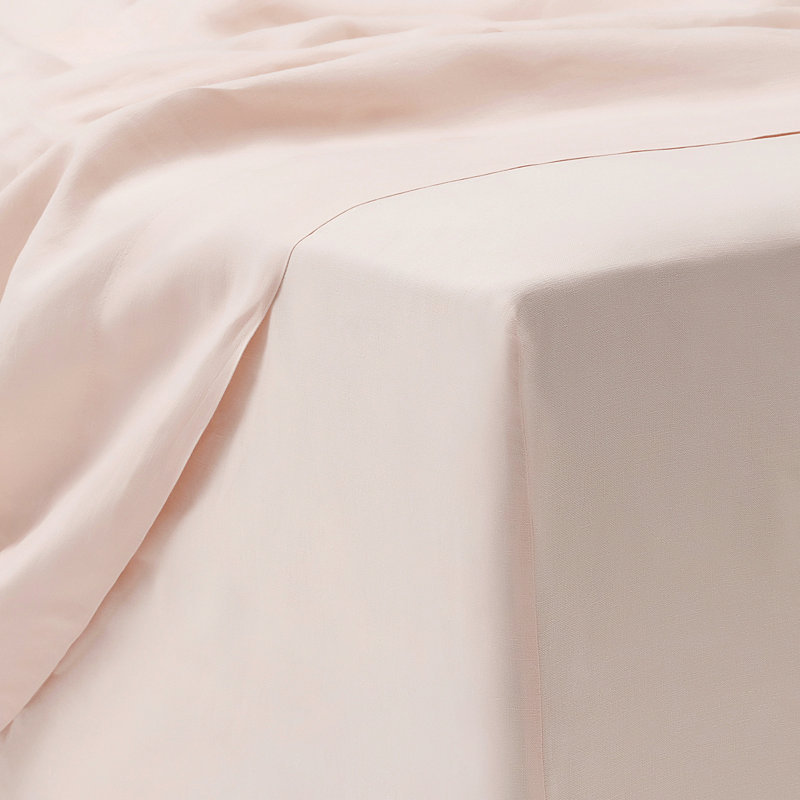 Ensemble de draps 100% lin lavé 4 pièces, Gris clair, Ensemble de draps pour grand lit avec 2 taies d'or