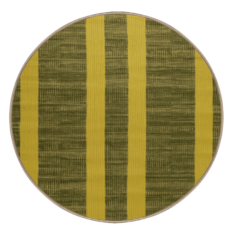 Machine Washable Checkered Brown Area Rug, Round 8'