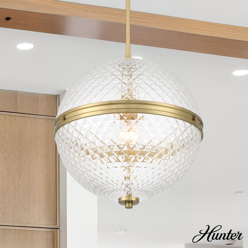 Hunter Bay Hollow with Clear Glass 1 Light Pendant Ceiling Light Fixture