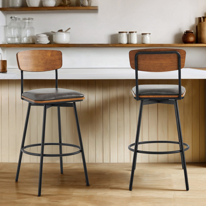 Tabouret de comptoir pivotant 27 po Avriel, Gris pierre, Tabouret de bar (hauteur du siège : 30,3 po), 2