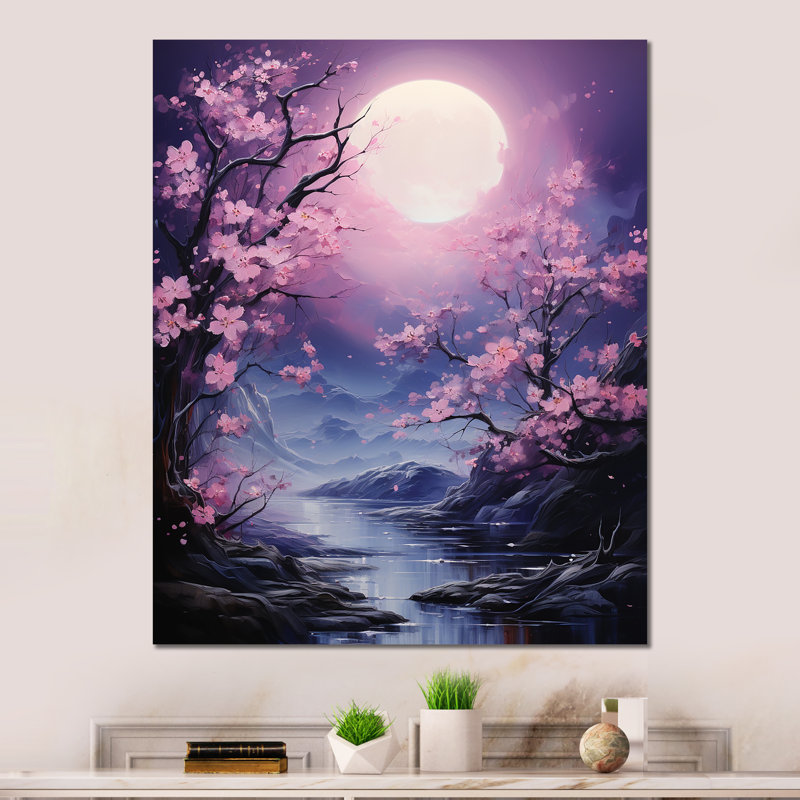 «Moon Nightly Flower Luminosité» sur métal, H 32 po x l 16 po x P 1 po