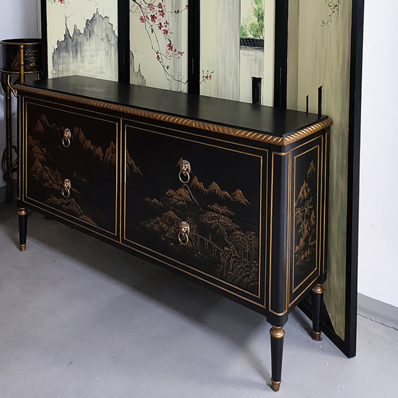 Handcrafted Colored Drawing Sideboard Cabinet