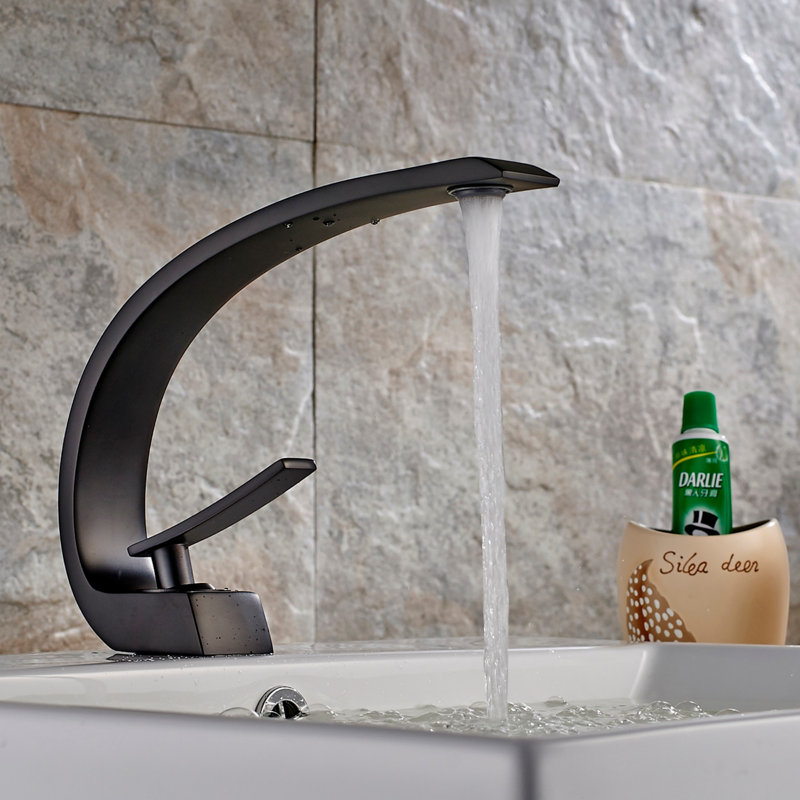 Single Handle Brass Bathroom Sink Faucet, Black