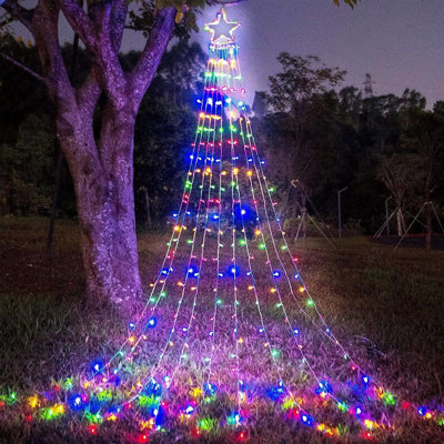 320 guirlandes de Noël en forme d'étoile à DEL avec cascade d'étoiles de 13 pouces et lumières d'arbre d'extérieur multicolores avec 8 modes