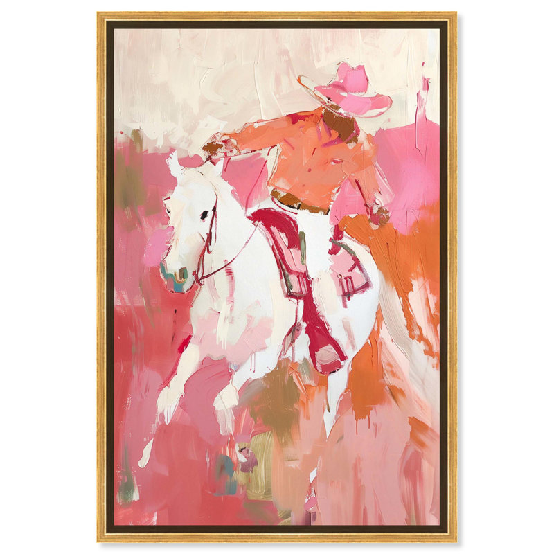 «Yeehaw Bold Canvas Trendy Cowgirl Art Prints» par Art Remedy, Cadre doré, H 46 po x l 31 po