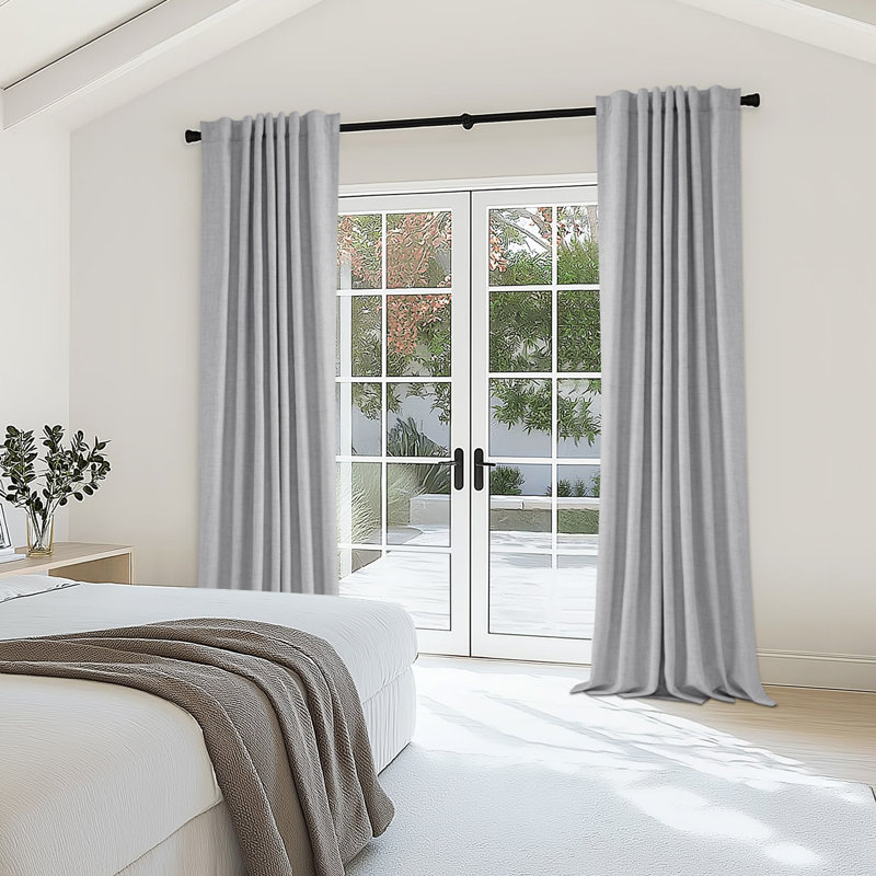 Cadnite 50" W Thermal 100% Blackout Linen Textured Curtain Panels, 50" W x 120" L, Gray