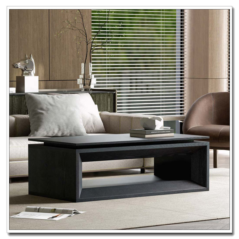 Table basse à plateau relevable 43,3 po avec rangement, Noir