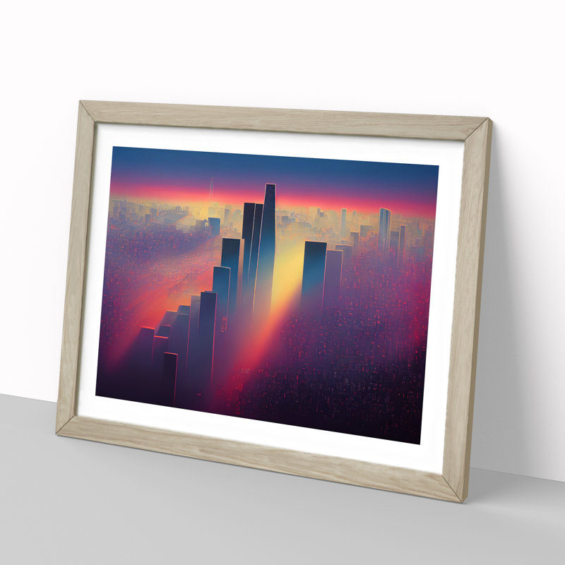 Soulful City Skyline Architecture - Framed Print, 25cm H x 34cm W x 2cm D, Oak