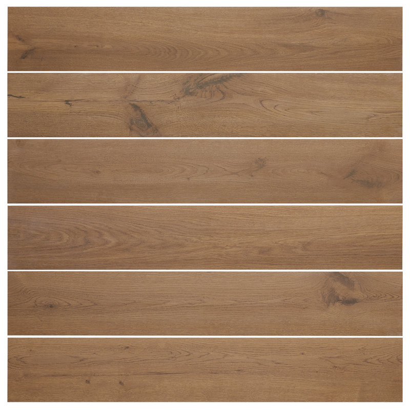 Bois naturel de 7,71 po X 47,04 po Carreau de plancher et de mur en porcelaine mat aspect bois (15,49 pieds carrés / caisse)