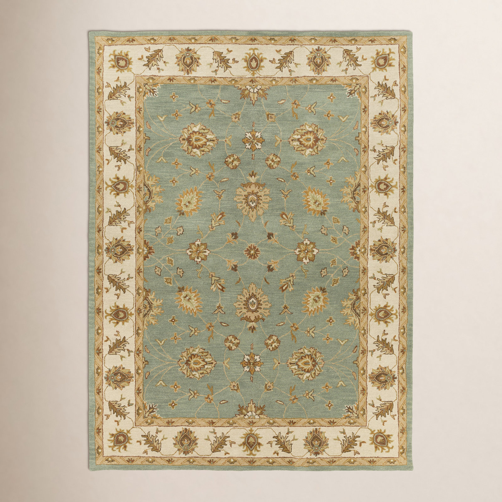Southshore Green Hand-Woven Oriental Wool Rug, Rectangle 8' x 11'
