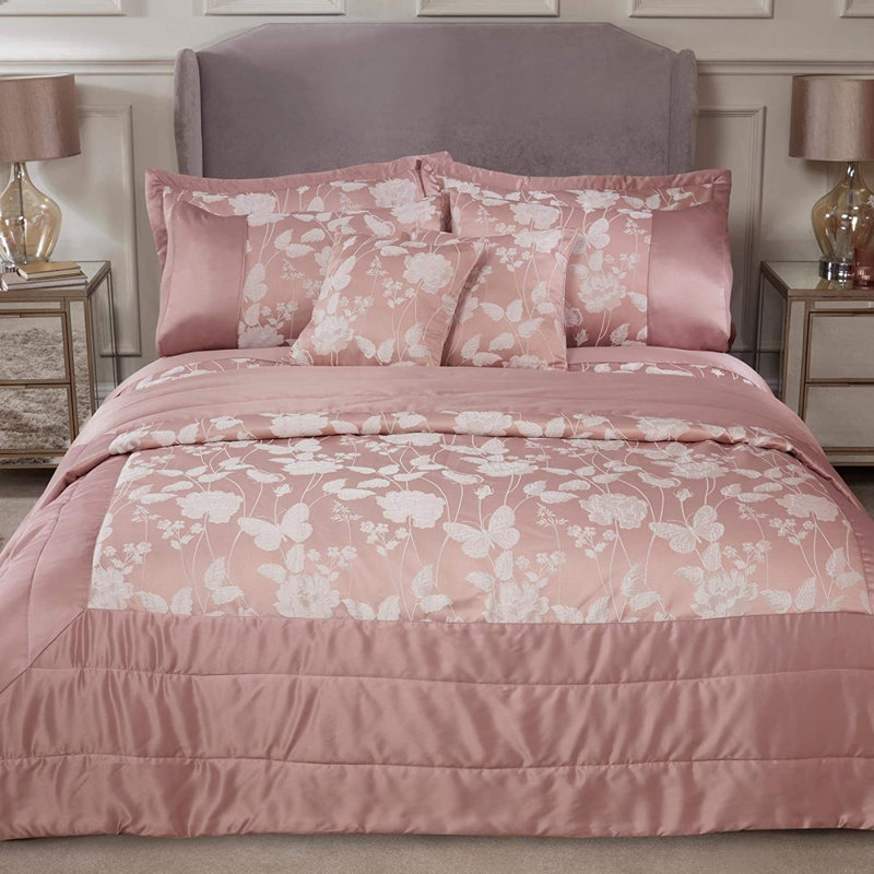 Esmond Polyester Floral Bedspread with Pillow Shams Included, Blush