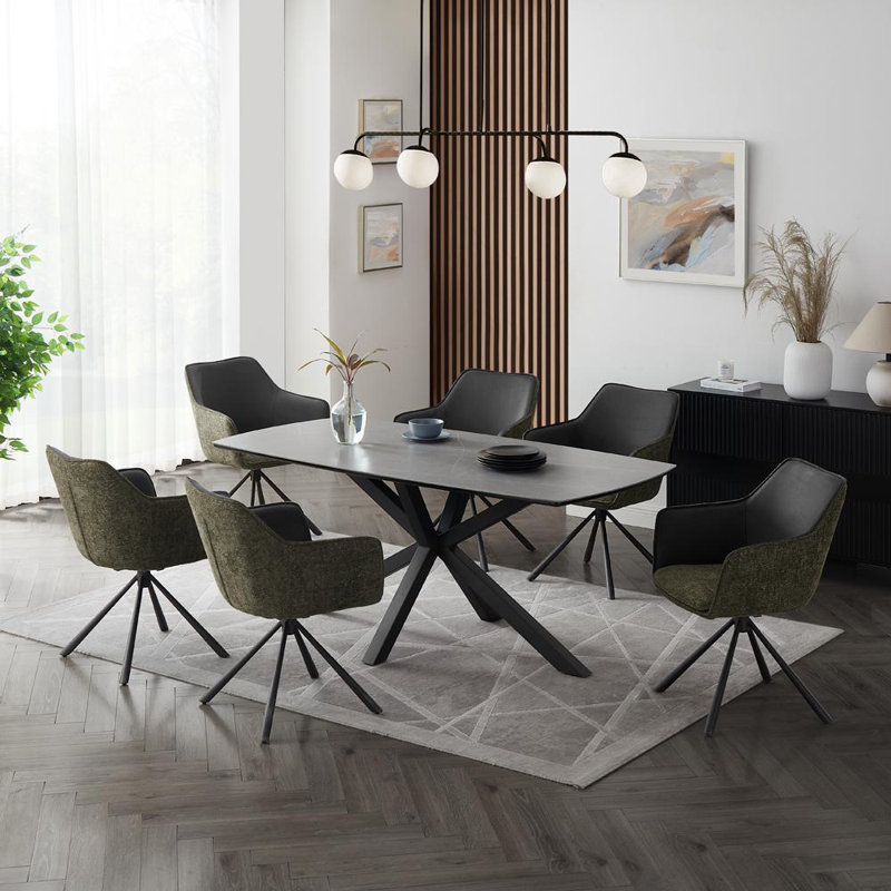 Deanie 6 - Person Dining Set, Green/Gray, 75cm H x 150cm W x 80cm L