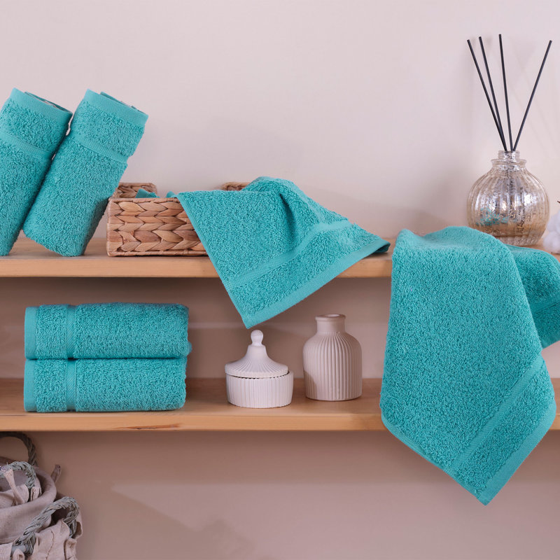 Ensemble de 4 pièces de chambre d'amis en coton Hanrahan, Eau verte