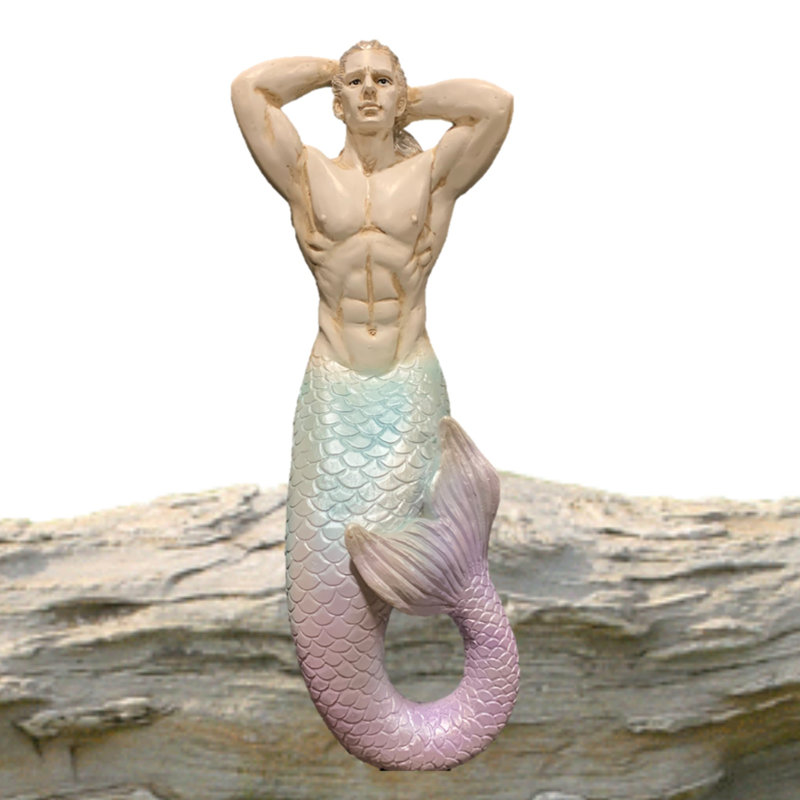 Statue de jardin de sirène Triton, Accent peint