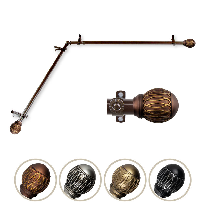 Doughman Metal;Resin Adjustable 0.81'' Single Curtain Rod, Cocoa, 120" - 170"