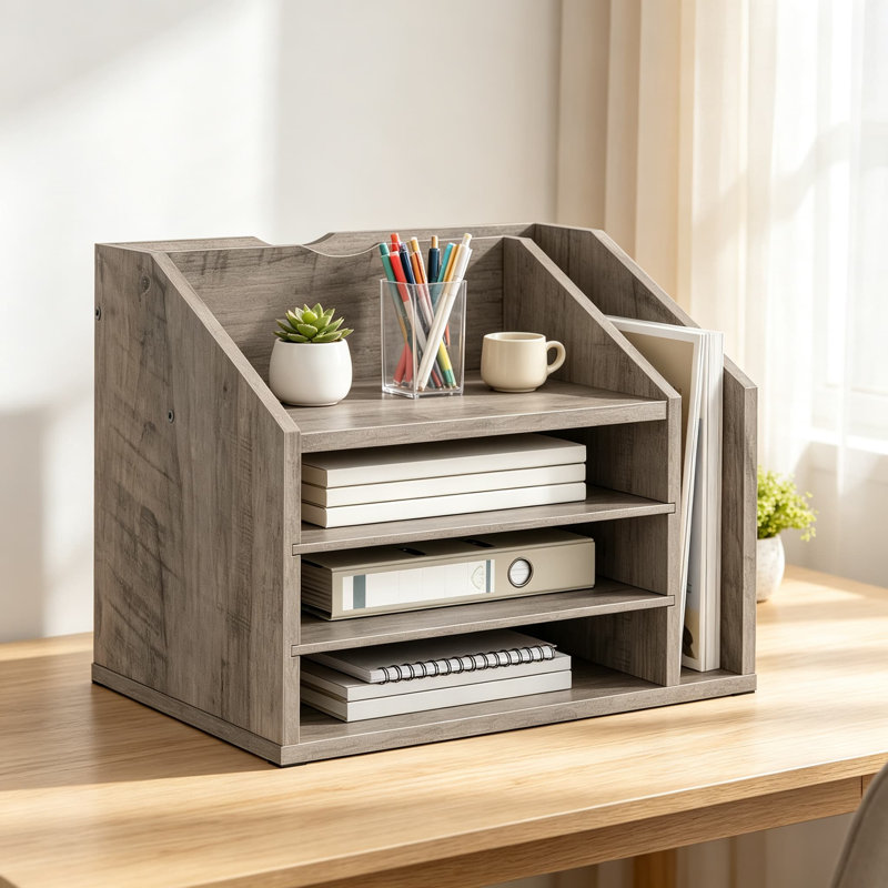 Organisateur de bureau en bois avec cloisons réglables pour le bureau personnel