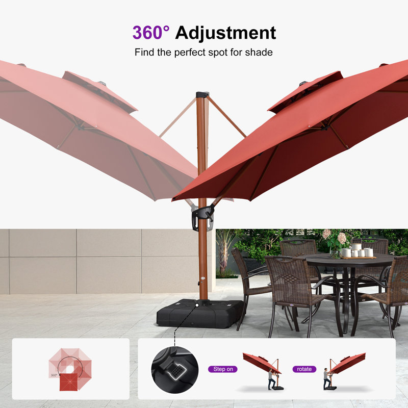 Parasol en porte-à-faux carré 108 po Wetumka, Rouge brique