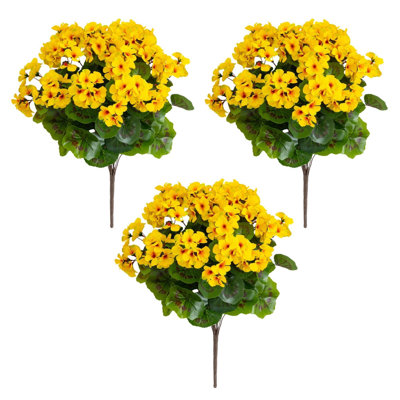 19 po Buisson de géranium artificiel résistant aux rayons UV (intérieur / extérieur) - ensemble de 3