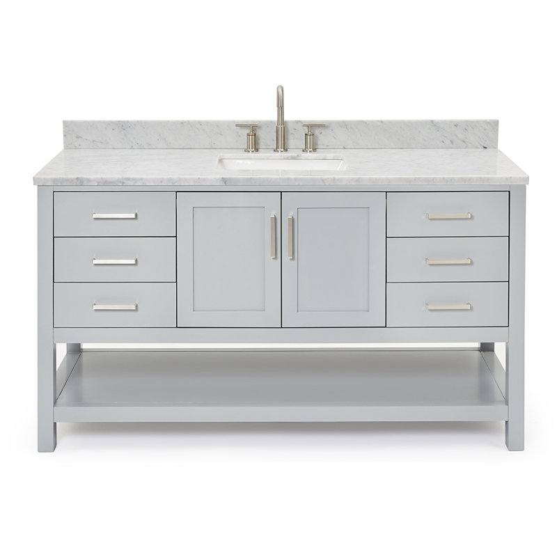 Ensemble de meuble-lavabo simple 61 po Alemanno, Gris, Rectangular, 61"
