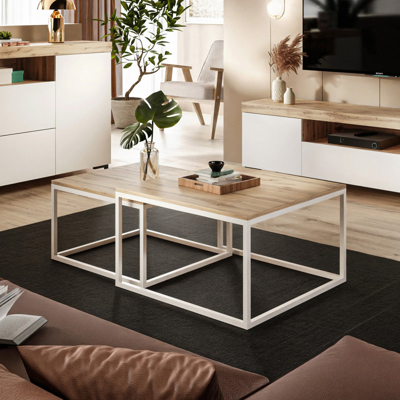 Addah 3 - Piece Living Room Table Set, White