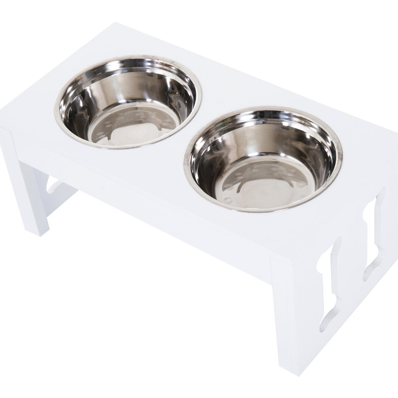 Support à nourriture pour animaux moderne surélevé de 23 po avec base stable pour chien - blanc, favorise une meilleure digestion et propreté