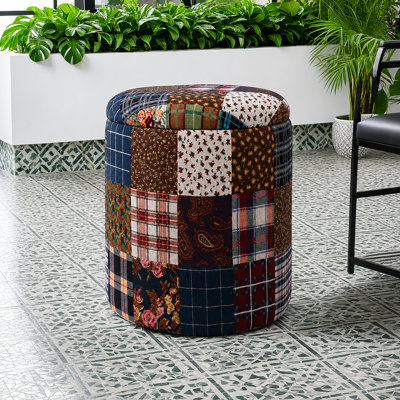 Abstract Upholstered 40cm Ottoman Footstool Pouffe for Living Room or Bedroom