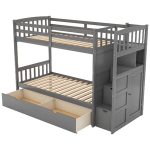 Harriet Bee Emeril Kids Bunk Bed with Drawers & Reviews | Wayfair