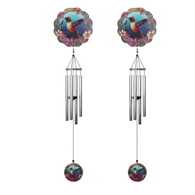 "2-PC Gift Set" ICE ARMOR 24" Long 5-Ring Polyresin Dolphin Wind Chime Figurine Statue Sculpture Ornament Decoration Home/Room/Garden Decor for Housewarming, Holidays, Christmas Special