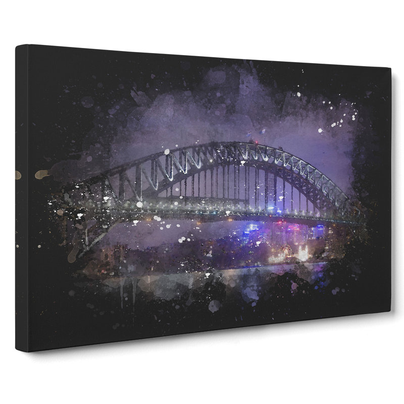 Harbour Bridge In Sydney Paint Splash - Wrapped Canvas, 35cm H x 50cm W x 3cm D