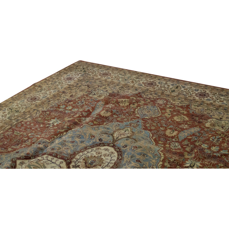 Tapis unique brun, rouille et ivoire de 9 pi x 12 pi 5 po