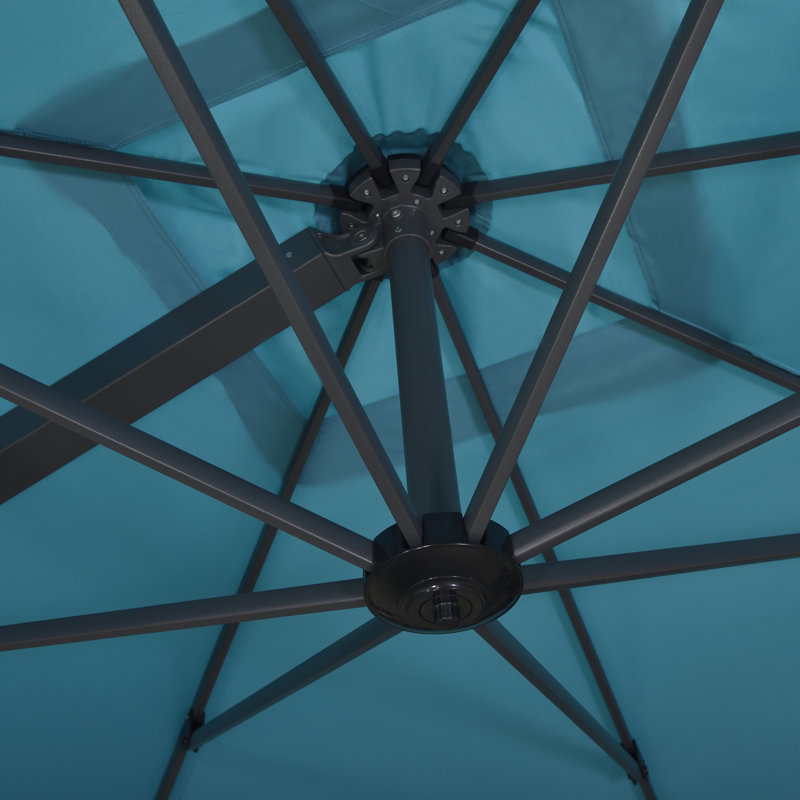 Parasol rectangulaire en porte-à-faux, sans base, bleu turquoise 9 pi x 12 pi Pays-Bas, Bleu