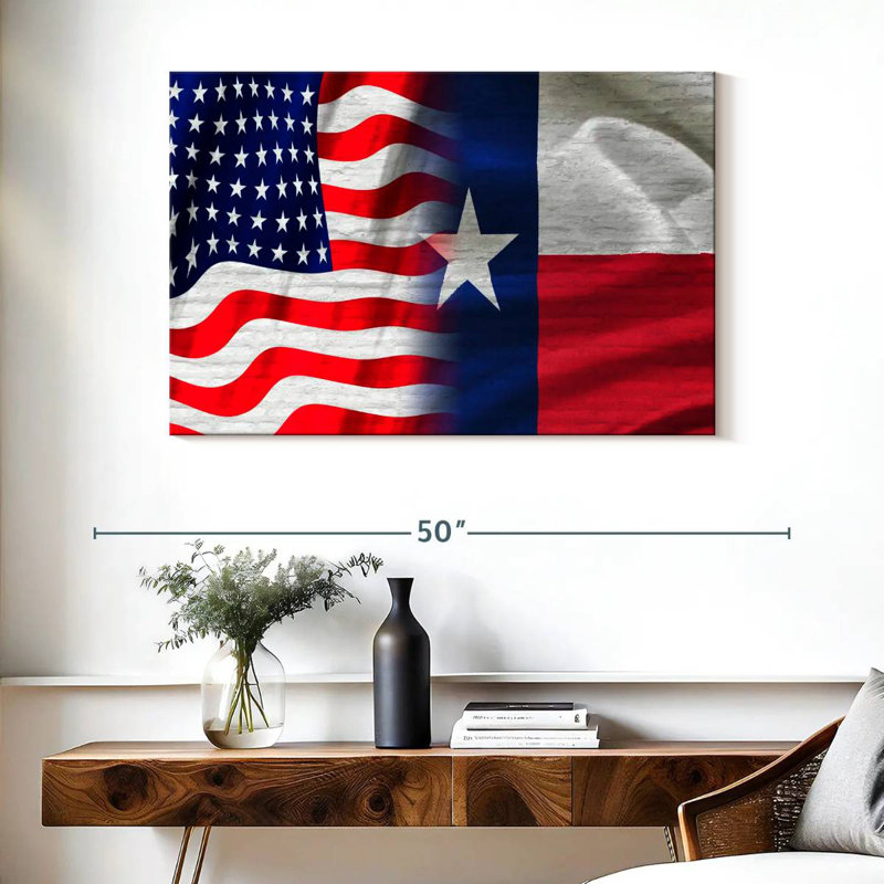 Borges US And Texas Flag, 26" H x 39" W