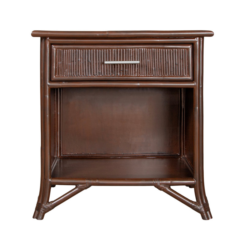 Pencil Rattan 1 - Drawer Nightstand, Cocoa