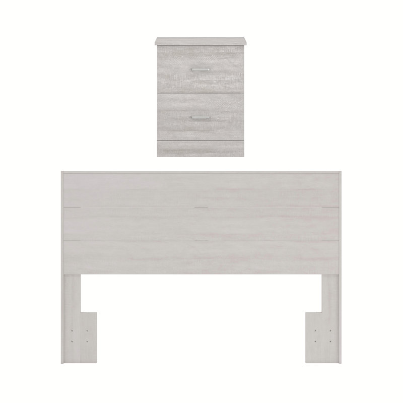 Allyannah Transitional Coordinated 2 Piece Bedroom Set, Dusty Gray Oak