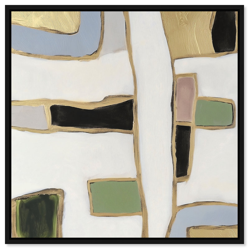 A Night With Klimt II Canvas Abstract Print by Oliver Gal, Black Frame, 12 x 12, 17"H x 17"W, Black Frame