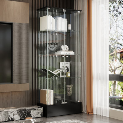 70.8" H Display Cabinet With Glass Doors And Drawer by Orren Ellis