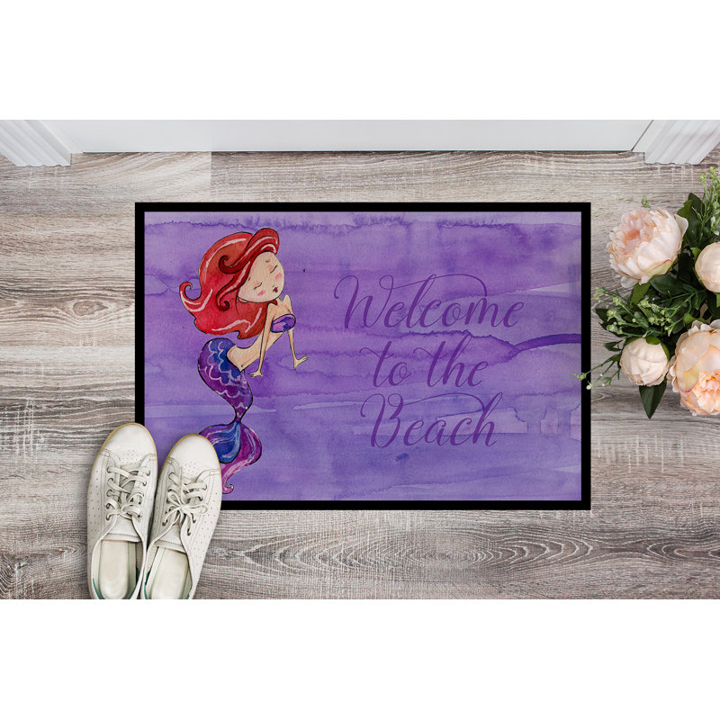 Tapis de porte pour l’extérieur antidérapant sirène welcome, Rectangulaire : 18 po x 27 po