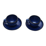Corrigan Studio Handmade Relaxing Blue Ceramic Cups And Saucers (Pair)