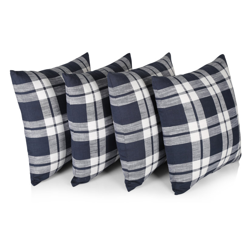 Lowry Plaid Square Cushion Cover, Navy