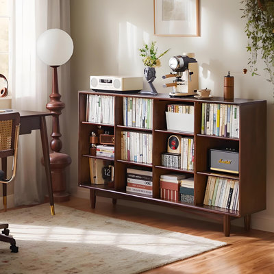 Présentoir de luxe minimaliste moderne en bois d'hévéa 59,06 po